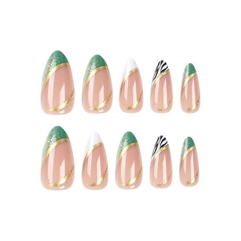 Patch de réparation détachable pour faux ongles en amande portant du maquillage français_voghion.com