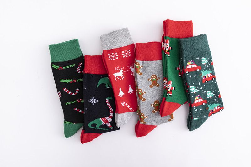 Calzini da uomo Nuovi calzini colorati da marea in calzini alti di cotone di grandi dimensioni elementi natalizi calzini da uomo di tendenza casual_voghion.com