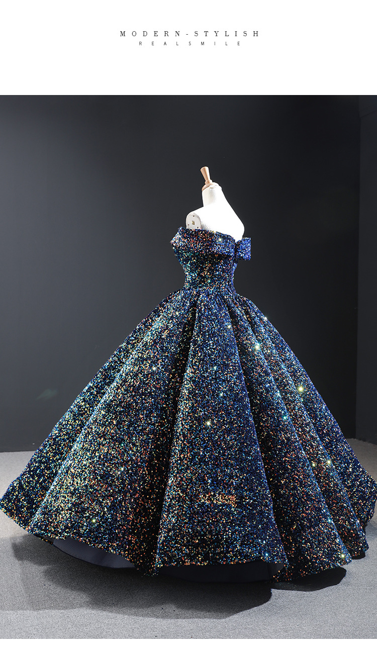 Damen-Brauthochzeitskleid für Frauen, Pailletten-Abschlussball-Kostüm, One-Shoulder-Tutu-Rock für Erwachsene_voghion.com