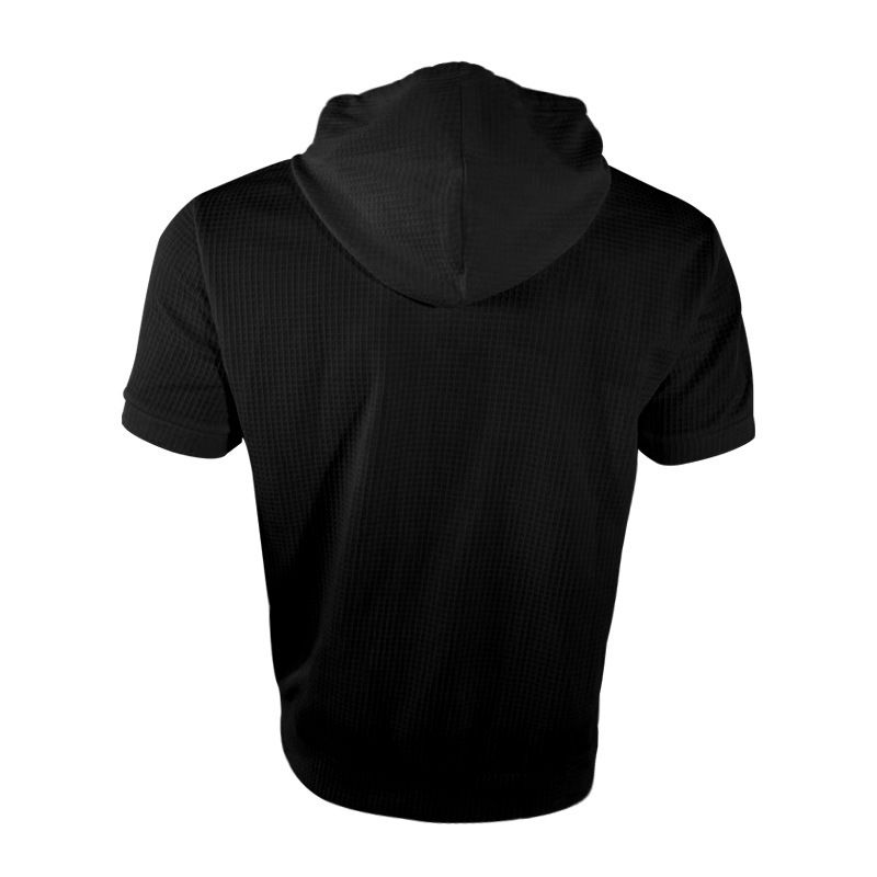 Maglietta estiva casual da uomo, con cappuccio e maniche corte, tinta unita_voghion.com