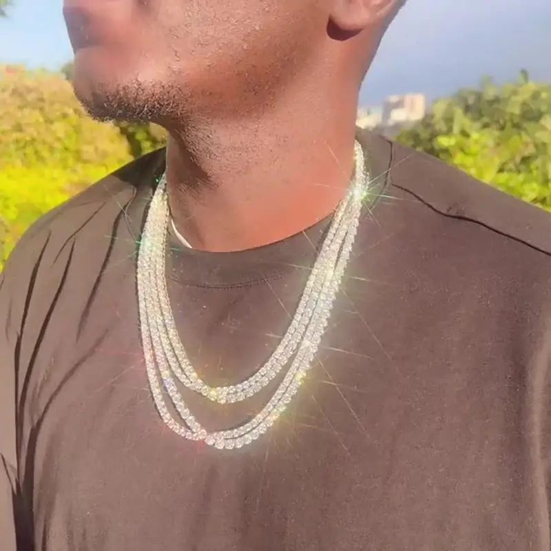 Nauji hip hop teniso grandinės asmenybės gatvės karoliai vyriški aksesuarai saugos sagtis High street papuošalai_voghion.com