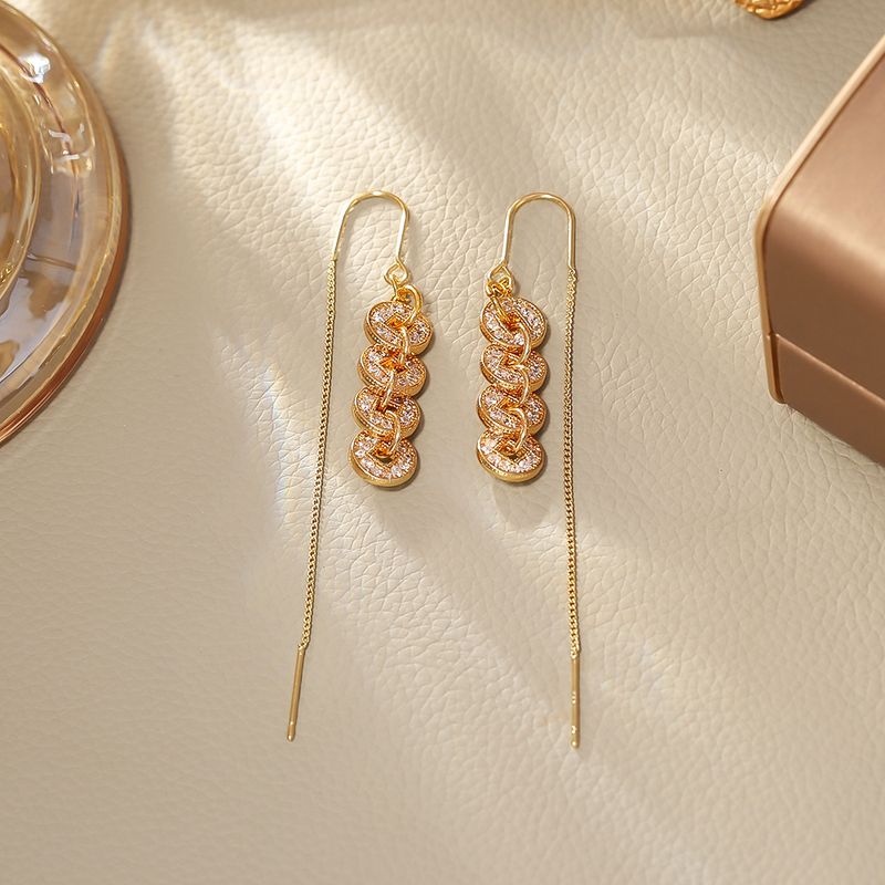 Boucles d'oreilles pendantes en forme de pièces de monnaie de style chinois - Design à long pompon, luxe léger, élégant et tendance avec une personnalité unique_voghion.com