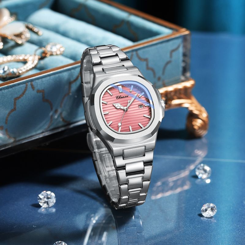 Steel Belt Watch Couple Luminous Waterproof Fashion Business Calendar Men And Women Quartz Watch Daily Commute Leisure Birthday Valentine's Day Gift_voghion.com