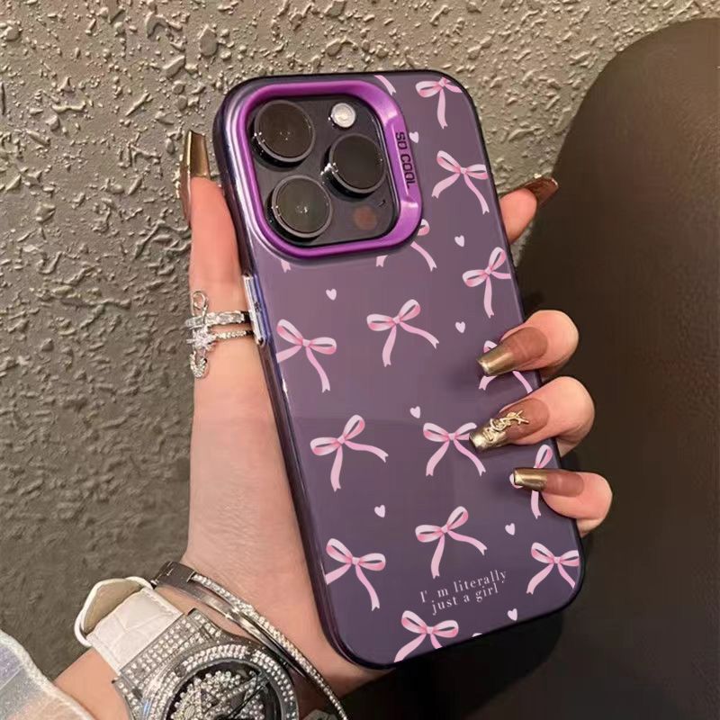 Coque de téléphone à motif cœur et nœud pour iPhone 16 Pro Max, 15, 14, 13, 12, 11, XS, X, XR, 7, 8 Plus, SE 2022, résistante aux chocs, rigide et mate_voghion.com