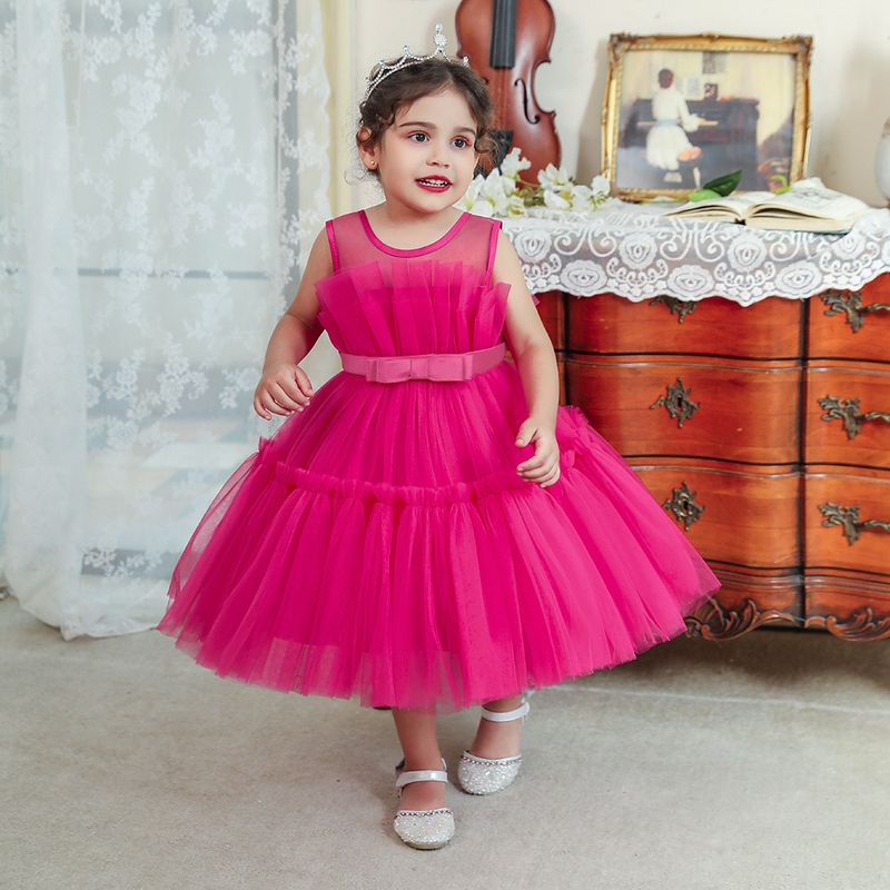 Baby clothes Girls' dress Sleeveless children's holiday Show dress Birthday party Pompadour Princess dress_voghion.com