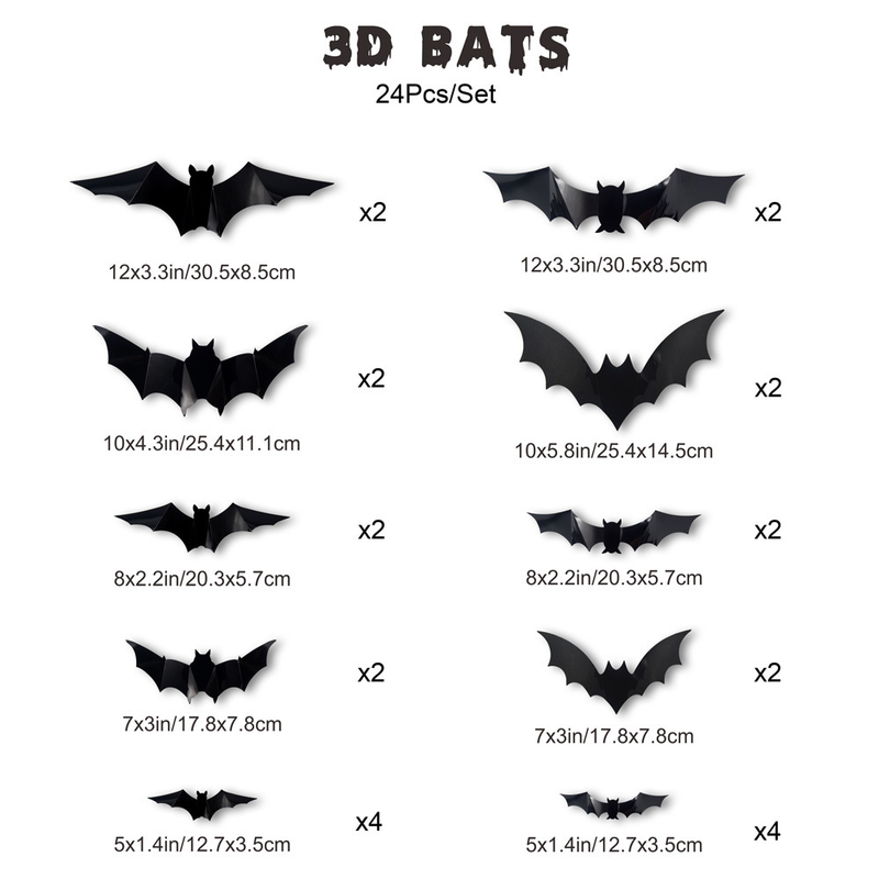 3D Helovīna PET Bat Ghost BOO sienas uzlīme Logu garāžas dekorēšanai liela sienas uzlīme_voghion.com