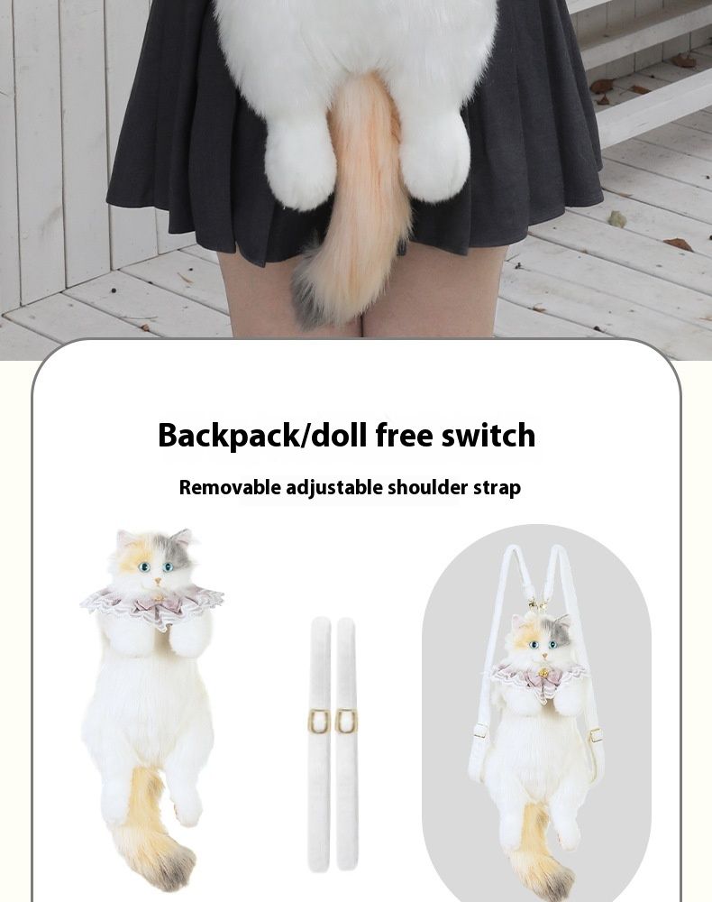 2024 Nova Simulação Três Flores Gato Mochila Pelúcia Boneca Bonito Brinquedo Presente de Aniversário_voghion.com
