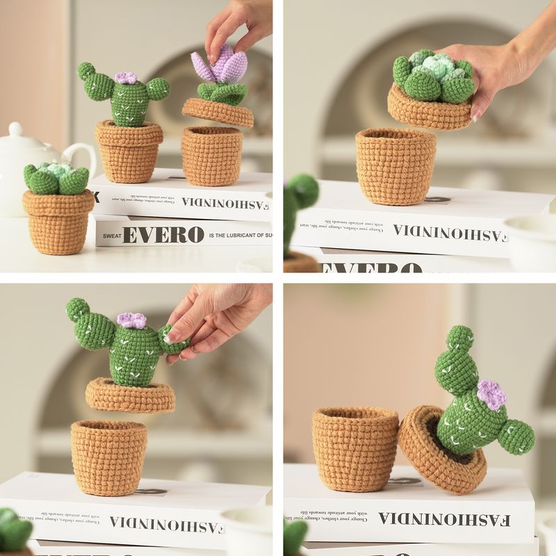 Crochet Material Package Knitting Handmade DIY Homemade Wool Plant Storage Box Ornaments_voghion.com