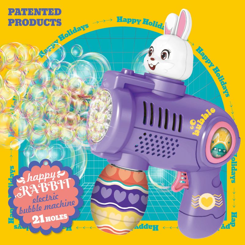 Automatesche Bunny Bubble Blaster - Rotéierend LED Bubble Pistoul Fir Kanner Ouschterkaddo & Spillgezei fir dobaussen Mat 600+ Blosen/Min_voghion.com