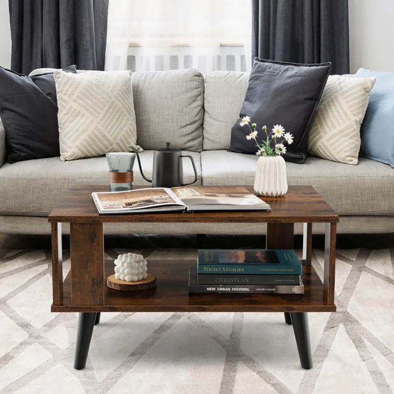 1PC Retro Mid-Century Shelf Living Table Table Room Open With Compact Coffee Storage_voghion.com