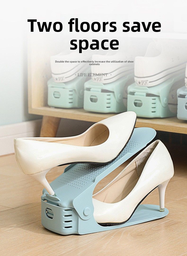Adjustable Cabinet Storage Artifact Plastic Double-layer Rack Simple Household Integrated Shoe Holder Foldable_voghion.com