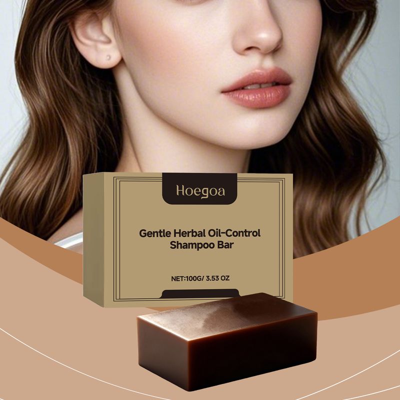 HOEGOA Herbal Oil Control Nourishes Cleanses Hair Smooth Glossy Natural Voluminous Shampoo Soap_voghion.com