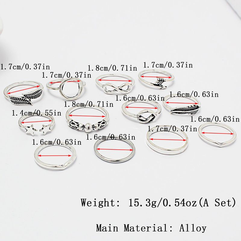 Unisex Fashion Retro Handset Diamanten Ringset Stapelringen_voghion.com