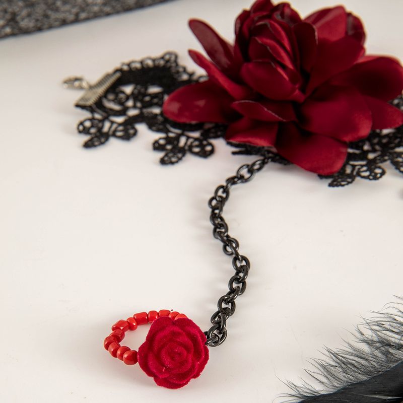 Collana con ciondolo a forma di rosa grande in stile gotico per Halloween, dolce, fresca, sexy e versatile, per le donne_voghion.com