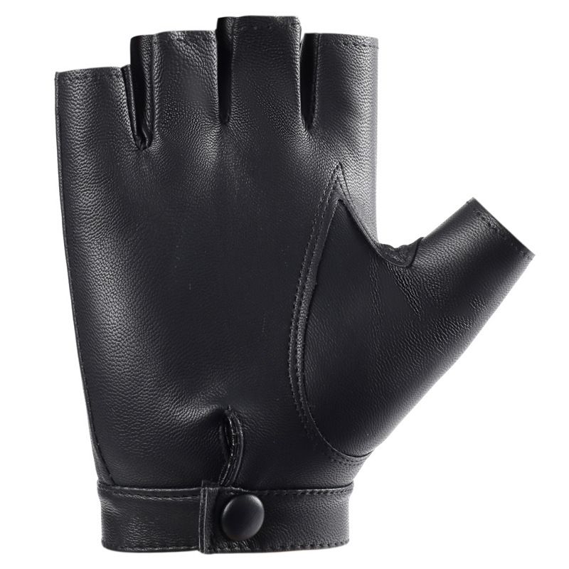 Herrhandskar Halvfinger Pu Enfärgad Herrmotorcykel Motorcykel Street Dance Performance Nattklubb Utomhushandskar_voghion.com