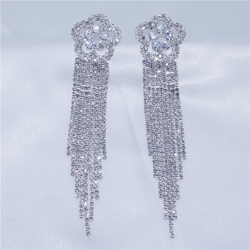 2021 Neue Krallenkette übertrieben volle extra lange Quaste Wasser Diamant Party Hochzeitskleid Ohrringe_voghion.com