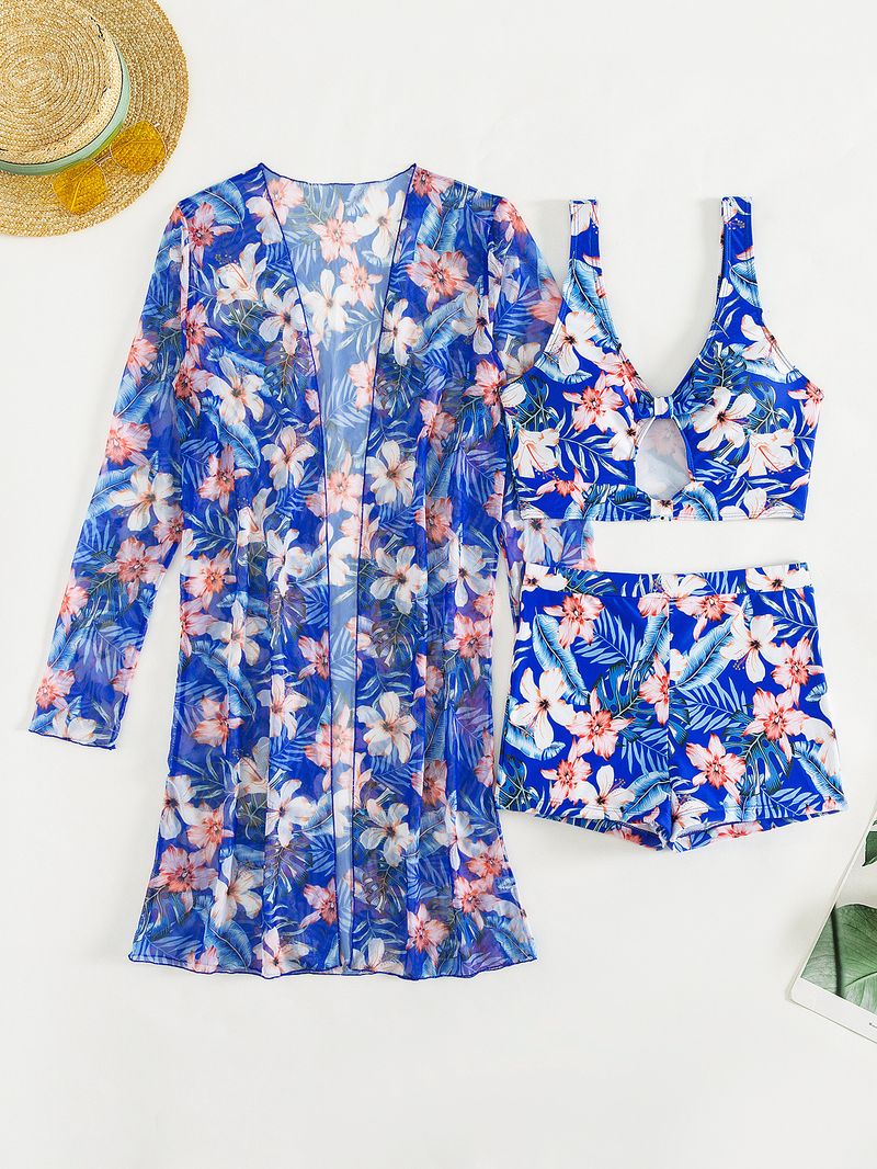 Women's Clothing Sexy multicolor print three-piece bikini for women_voghion.com
