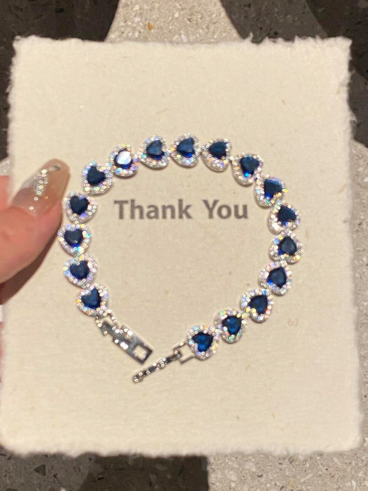 Pulseira super brilhante de zircônia azul com diamantes e design elegante e luxuoso do Palácio Francês!_voghion.com