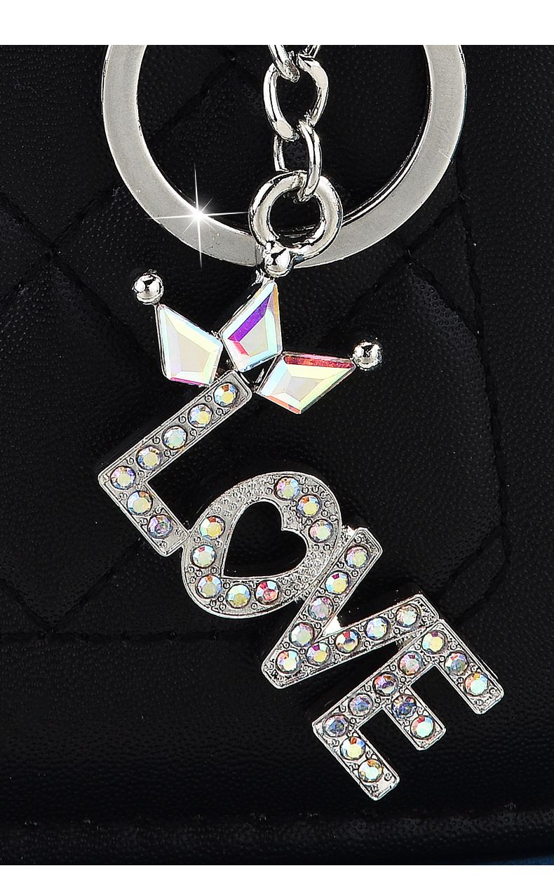 Sleutelhanger met hart voor ouderen, met diamanten bezette ring, tassleutelhanger, sleutelhangeraccessoire_voghion.com