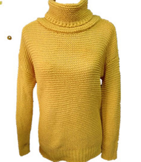 Enfärgad tröja långärmad damtröja med polokrage_voghion.com