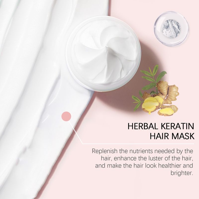 Keratinreparerende hårmaske, reparerende hår, mykgjørende, glansgivende, fuktighetsgivende, nærende, vedlikeholdende_voghion.com