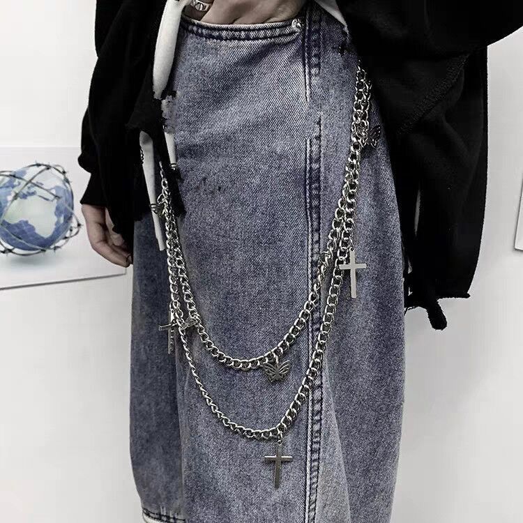 Jewelry Personality, Fashion Trendsetter, Simple And Versatile Pants Chain, Hip-hop Butterfly Cross Decorative Chain_voghion.com