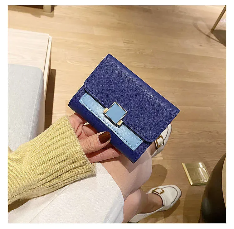 Korean Style Color-Block Fashion Short Wallet Ins Versatile Casual Female Student Money Clip Card Holder Coin Purse_voghion.com