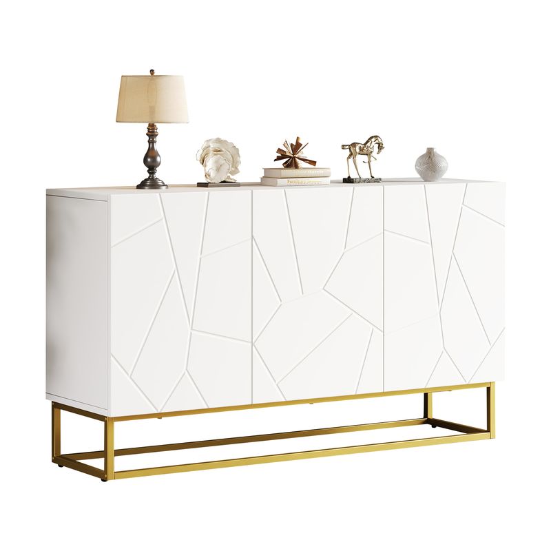 Buffet Hochglanz avec 4 compartiments, meuble buffet moderne Anrichte Schrank, 130 cm de large_voghion.com