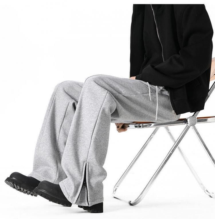 Erkek Ağır Kesim Bölünmüş Paçalı Jogger Pantolon - Fermuar Detaylı Amerikan Cleanfit Tarzı Eşofman Altı (3 Renk, M-XXL)_voghion.com