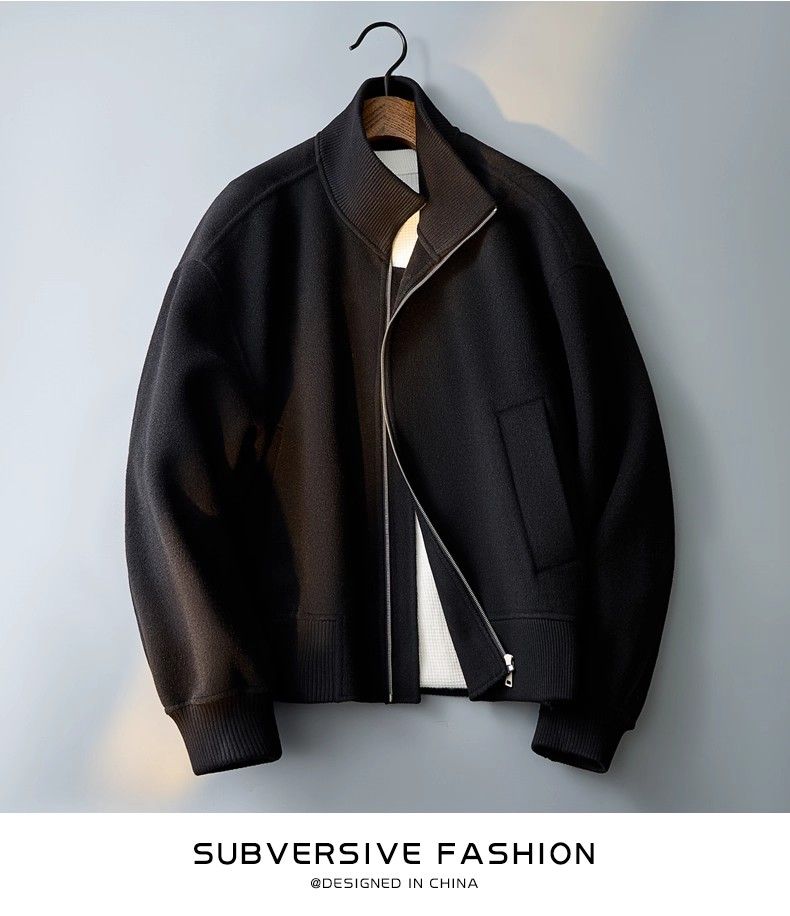 Herrenmantel Loose 2025 Neue Herbst-High-End-einfache koreanische Art-beiläufige vielseitige doppelseitige Wolljacke_voghion.com