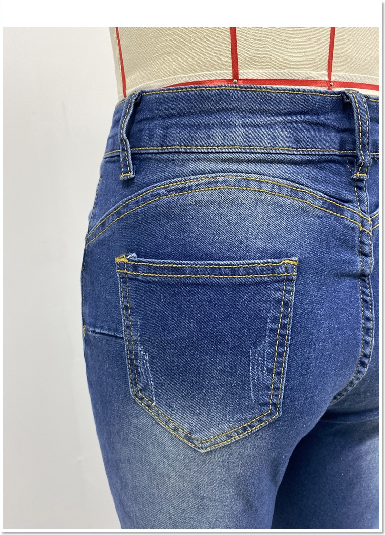 Abbigliamento donna Jeans aderenti per donna Pantaloni aderenti con perline adesive a farfalla e fiori, spacchi a matita per piedi piccoli_voghion.com