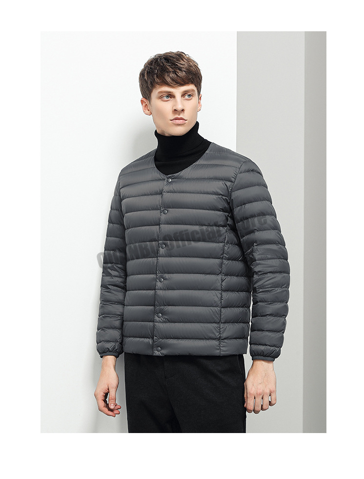 Men's Liner Duck Down Jacket O-neck Variable V-neck 2023 New Men Winter Keep Warm Collarless Ultralight Quilted Puffer_voghion.com