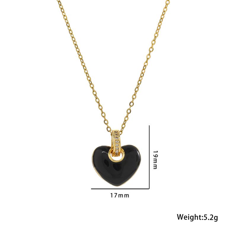 Nuova collana con ciondolo a forma di cuore in smalto giapponese coreano per donna, semplice e alla moda, versatile cuore da ragazza_voghion.com