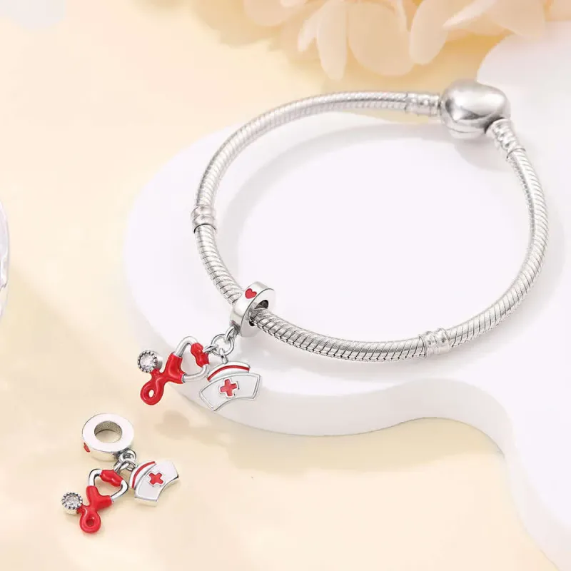 Breloques en argent sterling 925, série professionnelle, artiste peintre, médecin, pendentif perle, best-seller, compatible avec les bracelets en argent, à faire soi-même_voghion.com