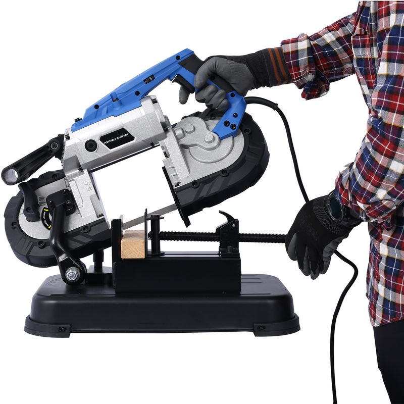 High-Performance Portable Band Saw with Removable Stainless Steel Base, 45°-90° Cutting, 10A 1100W Motor, 5-inch Depth Cut,_voghion.com