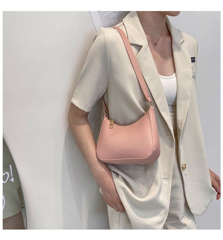 Borsa a tracolla sotto le ascelle in pelle PU tinta unita retrò Borse alla moda da donna Borse hobo casual e borsetta da donna_voghion.com