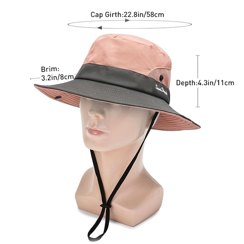 Vendita calda Donna Tesa Larga Cappelli da Pescatore Cappello da Esterno con Visiera a Coda di Cavallo Cappello da Viaggio Estivo Pesca Arrampicata Escursionismo Protezione UV Sole_voghion.com