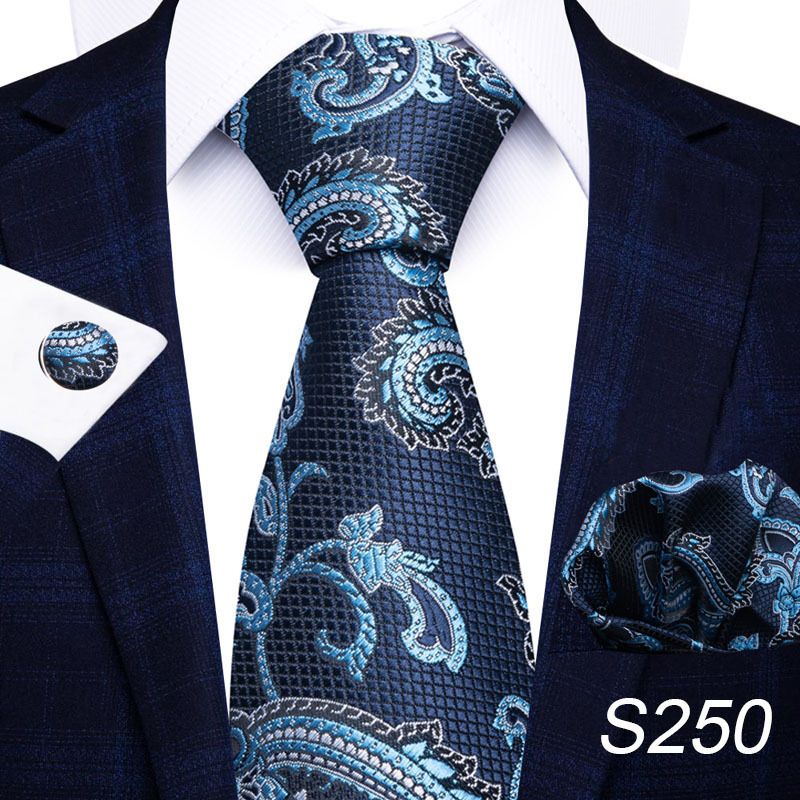 Corbata de seda de poliéster de alta calidad unisex para hombre, corbata formal de color sólido, bolsillo, toalla, gemelos, juego de jacquard_voghion.com
