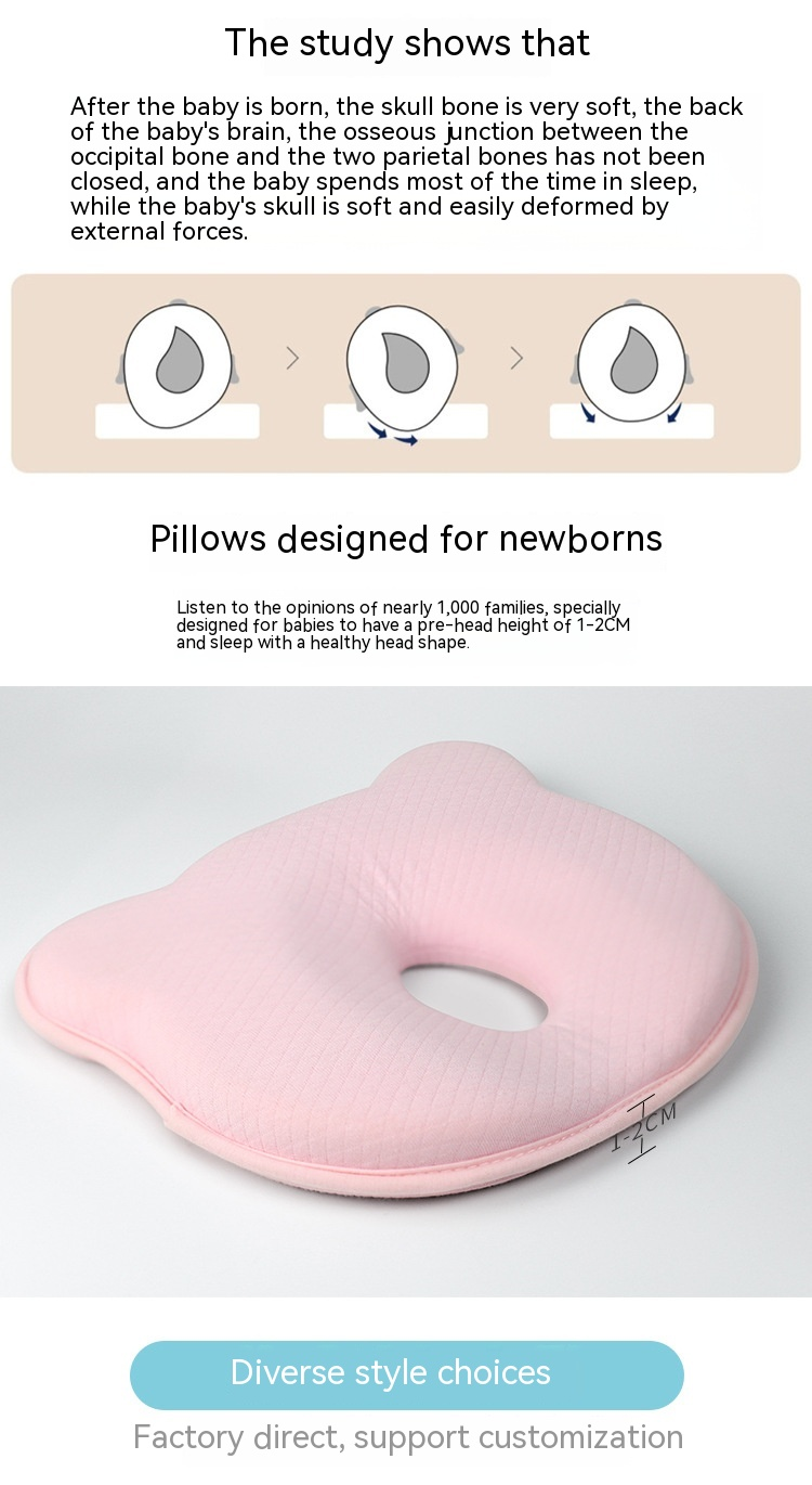 Baby anti deviation pude fladt hoved hukommelse formet pude nyfødt baby bomuld kerne korrektion baby hoved pude_voghion.com