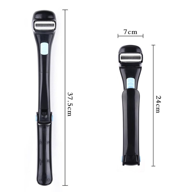 Männerrasur 180 Grad Faltbarer elektrischer Rückenhaarrasierer Batteriebetriebener manueller Haarentferner mit langem Griff Körperhaarschneider_voghion.com