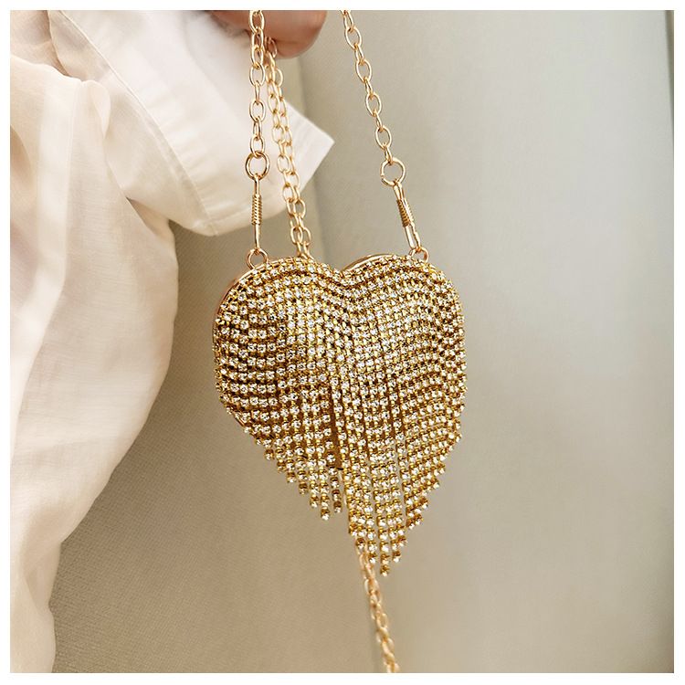 Neue Promi-Mini-Herzform Mode Diamant Perle Mini Geldbörse Abendtasche Kette Tasche_voghion.com