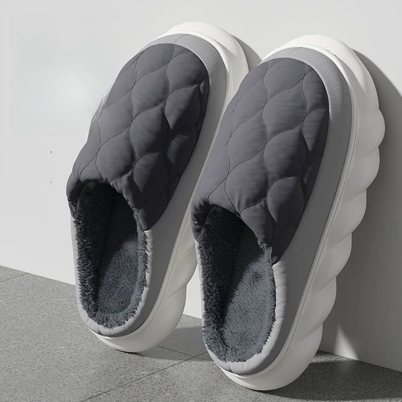 Winter Casual Men's Slippers Indoor Waterproof Home Shoes Fur Flat Warm Fashion Couples Bedroom Houseshoes Large Size 48/49_voghion.com