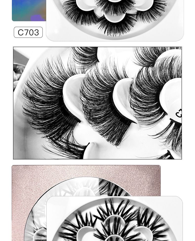 False Eyelashes Natural 3D Three Dimensional Multi Layer Thick Curled False Eyelashes 7 Pairs Of Simulation Long Eyelashes_voghion.com