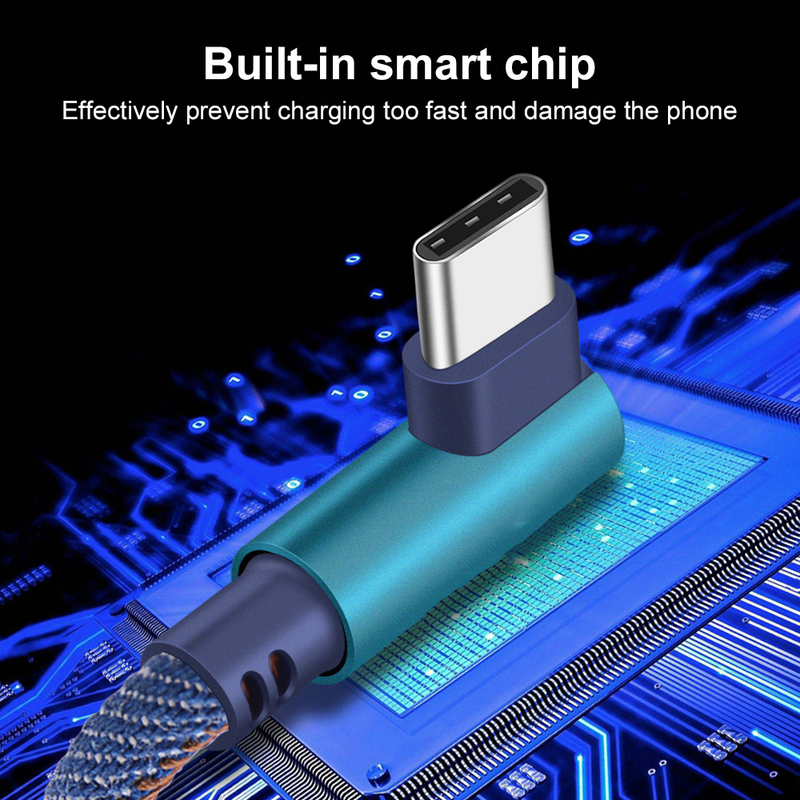 USB Micro cable 2.4A fast charger C-type cable 90 degree elbow nylon braided USB cable, suitable for Samsung/S ,_voghion.com