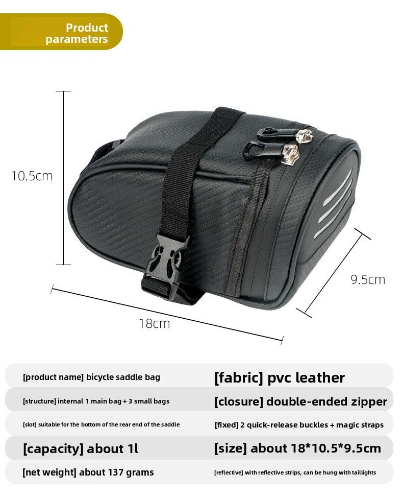 Selle de vélo de route, selle de vélo de montagne, grande capacité, sac à outils en PVC, coussin de siège_voghion.com