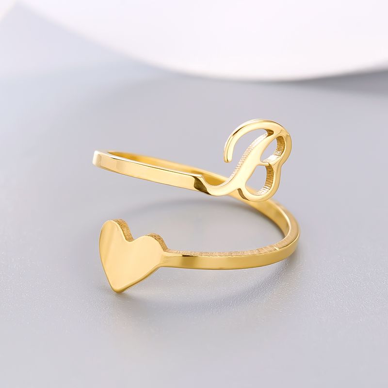Mode Neue Herz A-Z Brief Ringe Für Frauen Edelstahl Einstellbare Öffnung Ring Initialen Name Alphabet Paar Freunde Party_voghion.com
