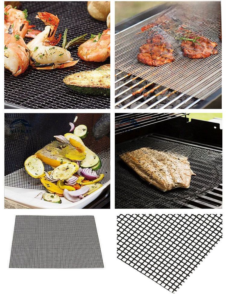 ettertraktet teflon non-stick høytemperatur grill netting matte grillet fisk grill mesh 33*40cm_voghion.com