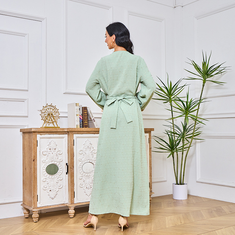 Vrouwen Midden-Oosterse Marokkaanse nieuwe moslim abaya geborduurde stijlvolle comfortabele jurk abaya_voghion.com