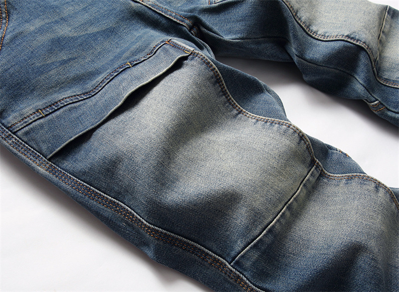 Fall 2022 leisure spot cotton elastic men's trousers splicing collage tight-fitting jeans 3217_voghion.com