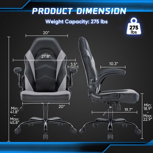 Ergonomic Office Computer Home Gaming Desk Chair Adjustable PU Leather Racing Chair Flip-up Armrest For Christmas Furniture_voghion.com